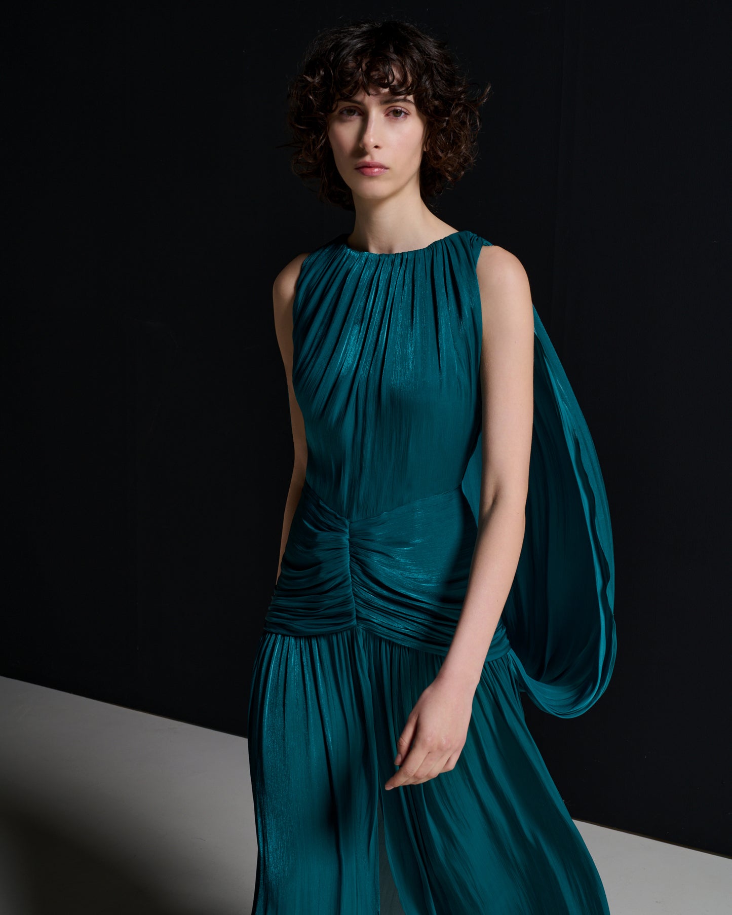 Stelios Koudounaris Draped Cape Long Dress