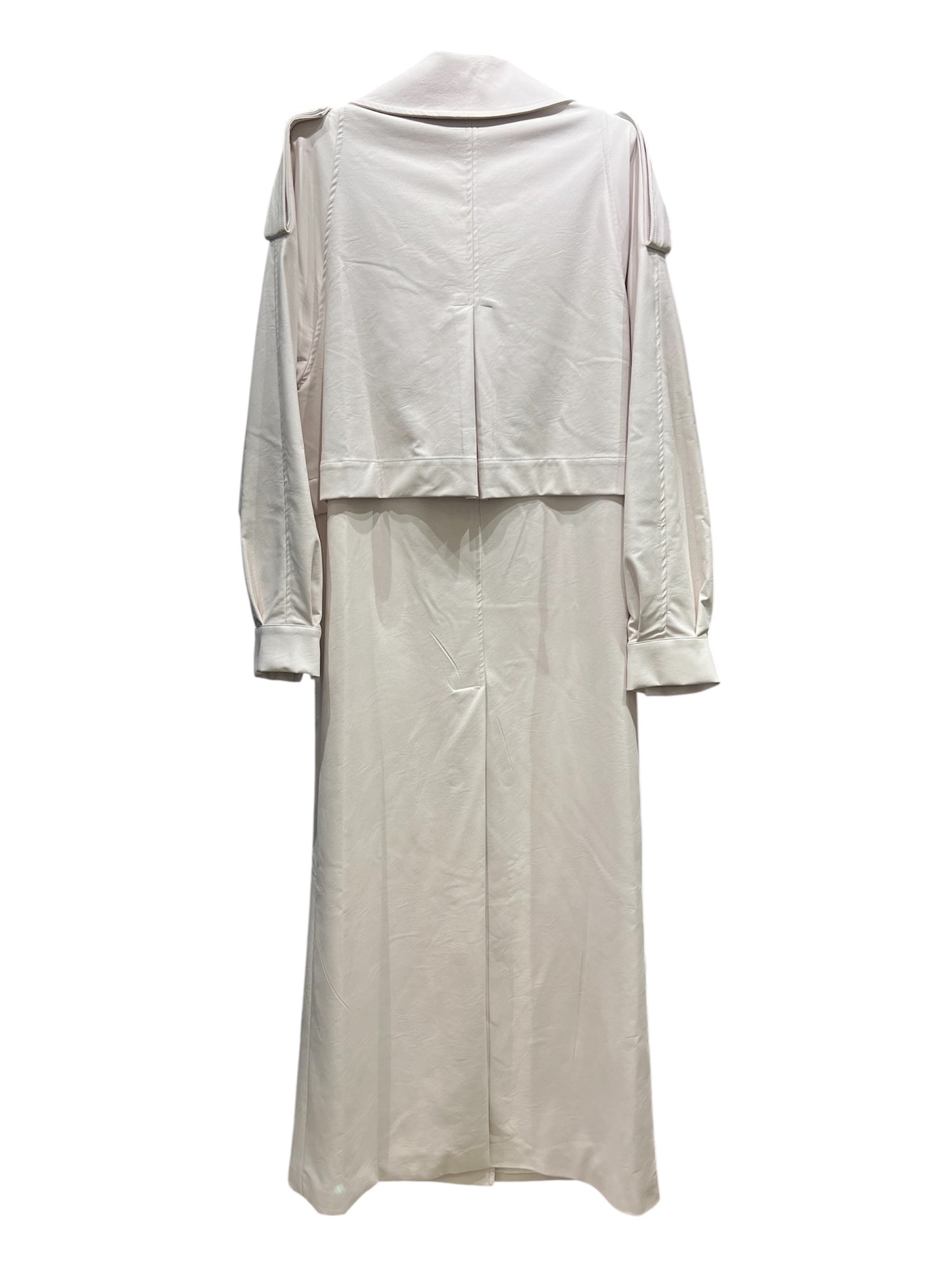 Stelios Koudounaris Eco Leather Long Trenchcoat Off White