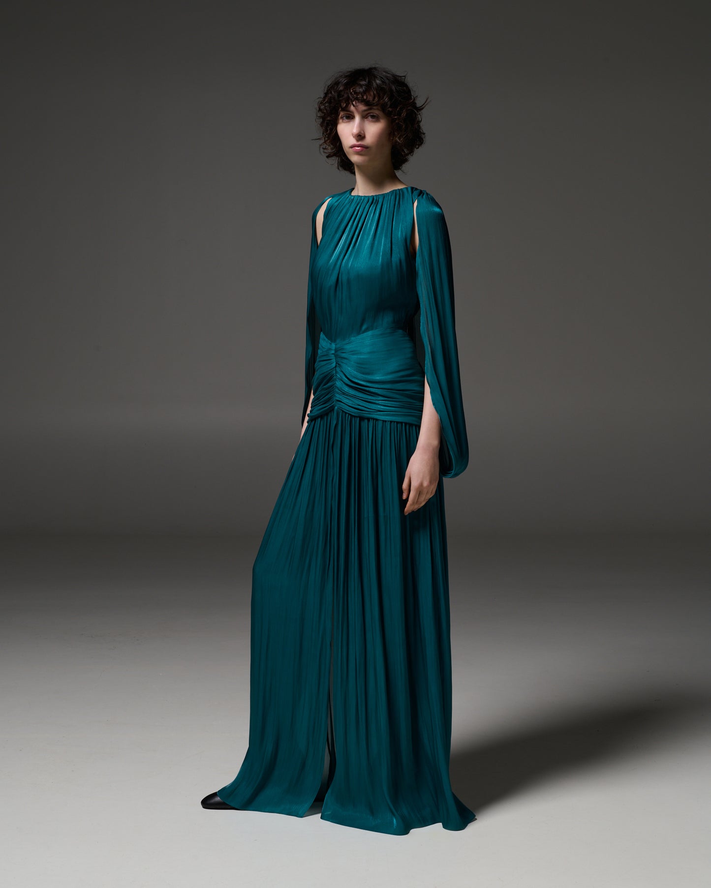 Stelios Koudounaris Draped Cape Long Dress