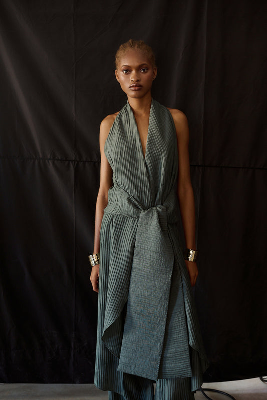 Stelios Koudounaris Assymetric Wrapover Plissee Tunic