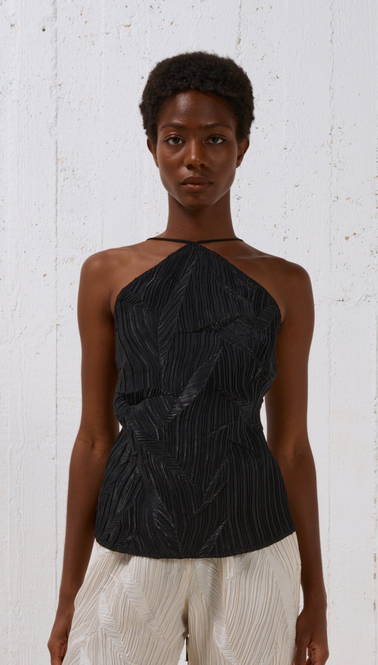 Stelios Koudounaris Crinkled Plisse Top