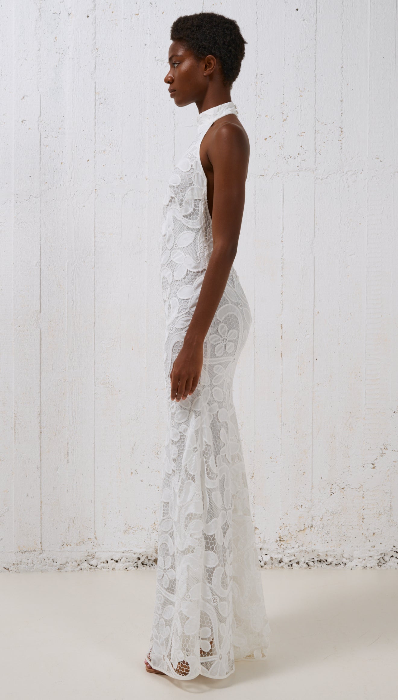 Stelios Koudounaris Halterneck Lace Dress