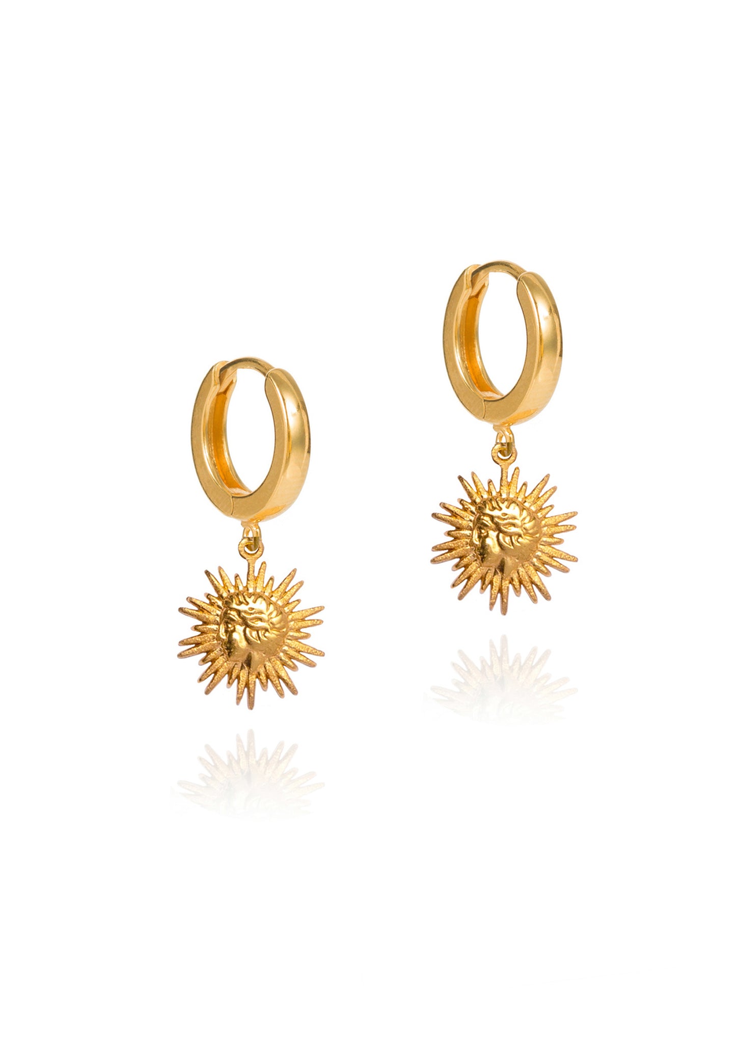 Hermina Sun Mini Slip On Earrings Gold Plated