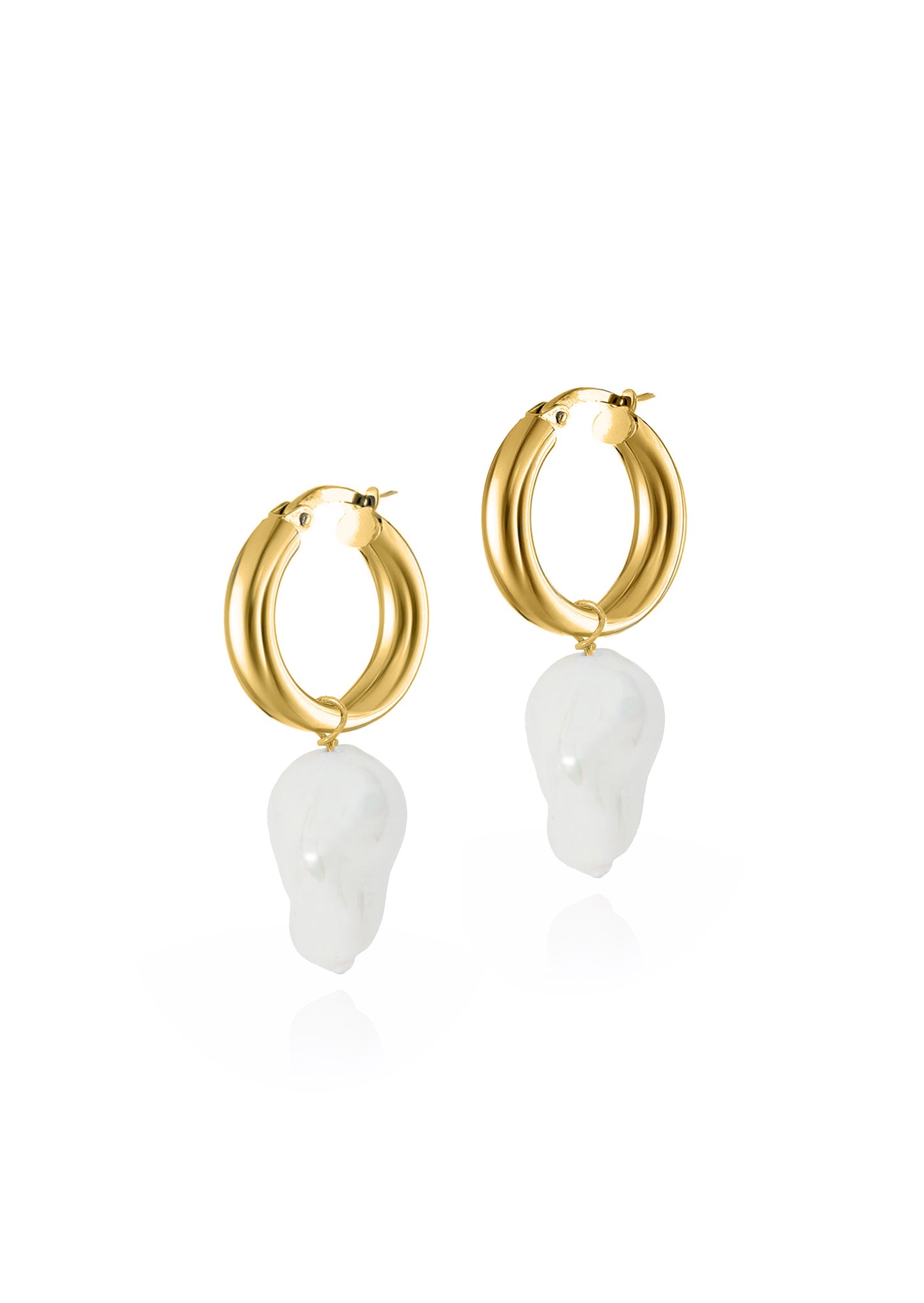 Hermina Mother of Pearl Hoops Gold Plated