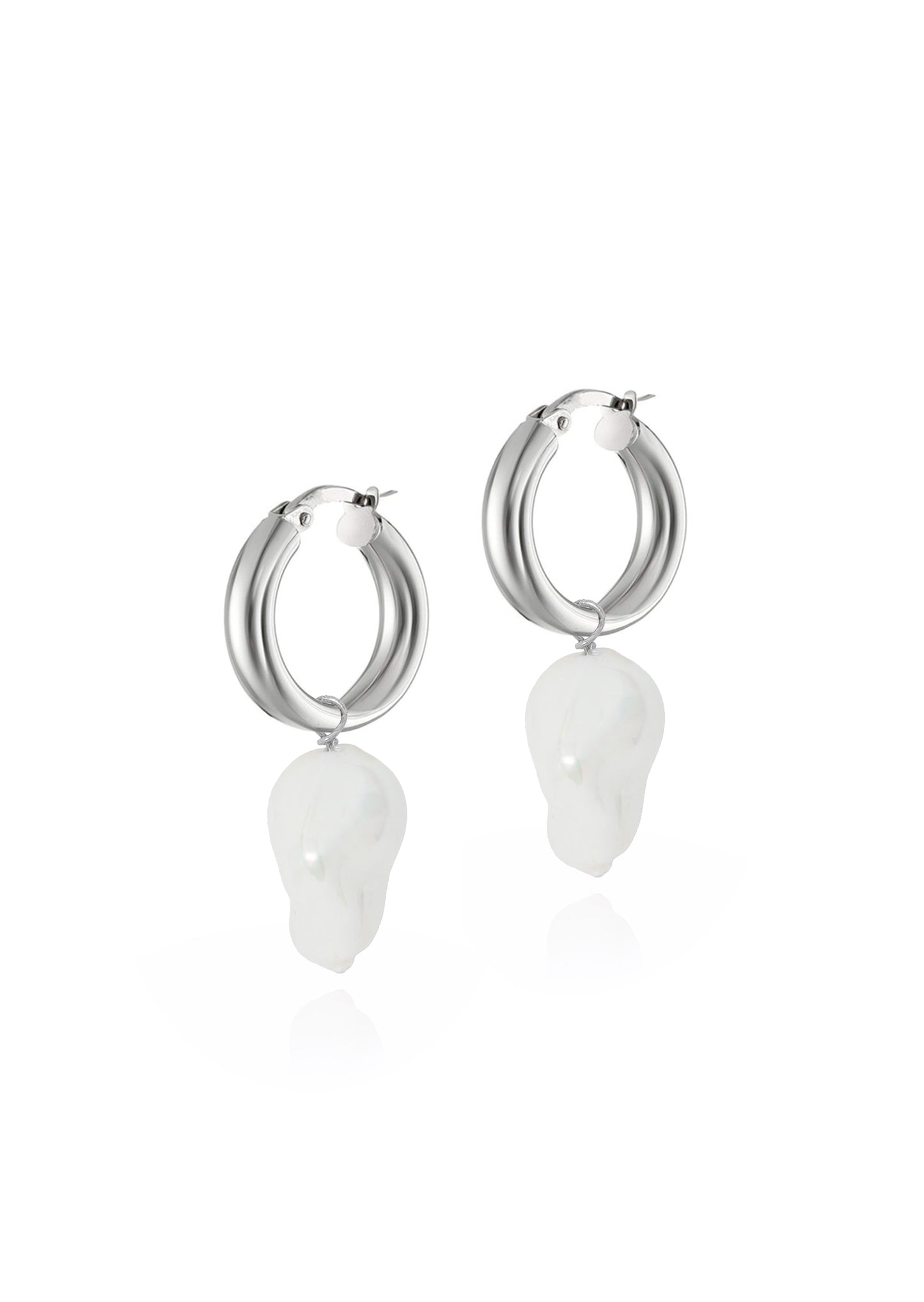 Hermina Mother of Pearl Hoops Silver