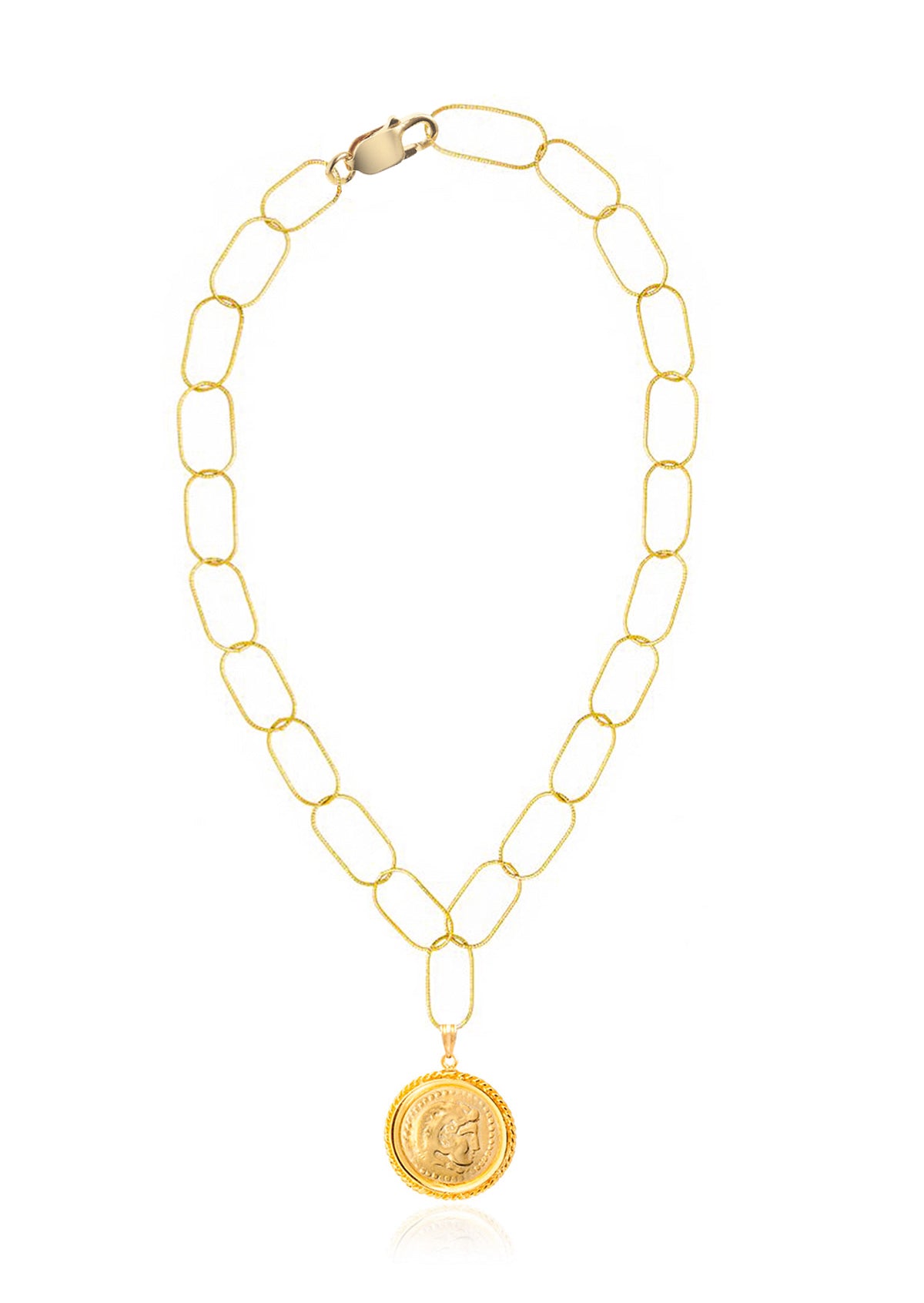 Hermina Hercules Oval Statement Necklace Gold Plated