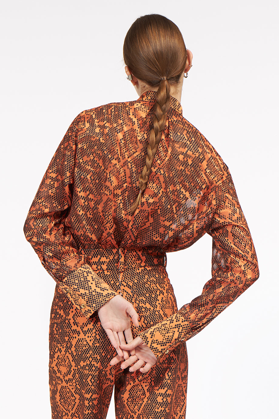 AnnieP Shimmering Shirt Snake Orange