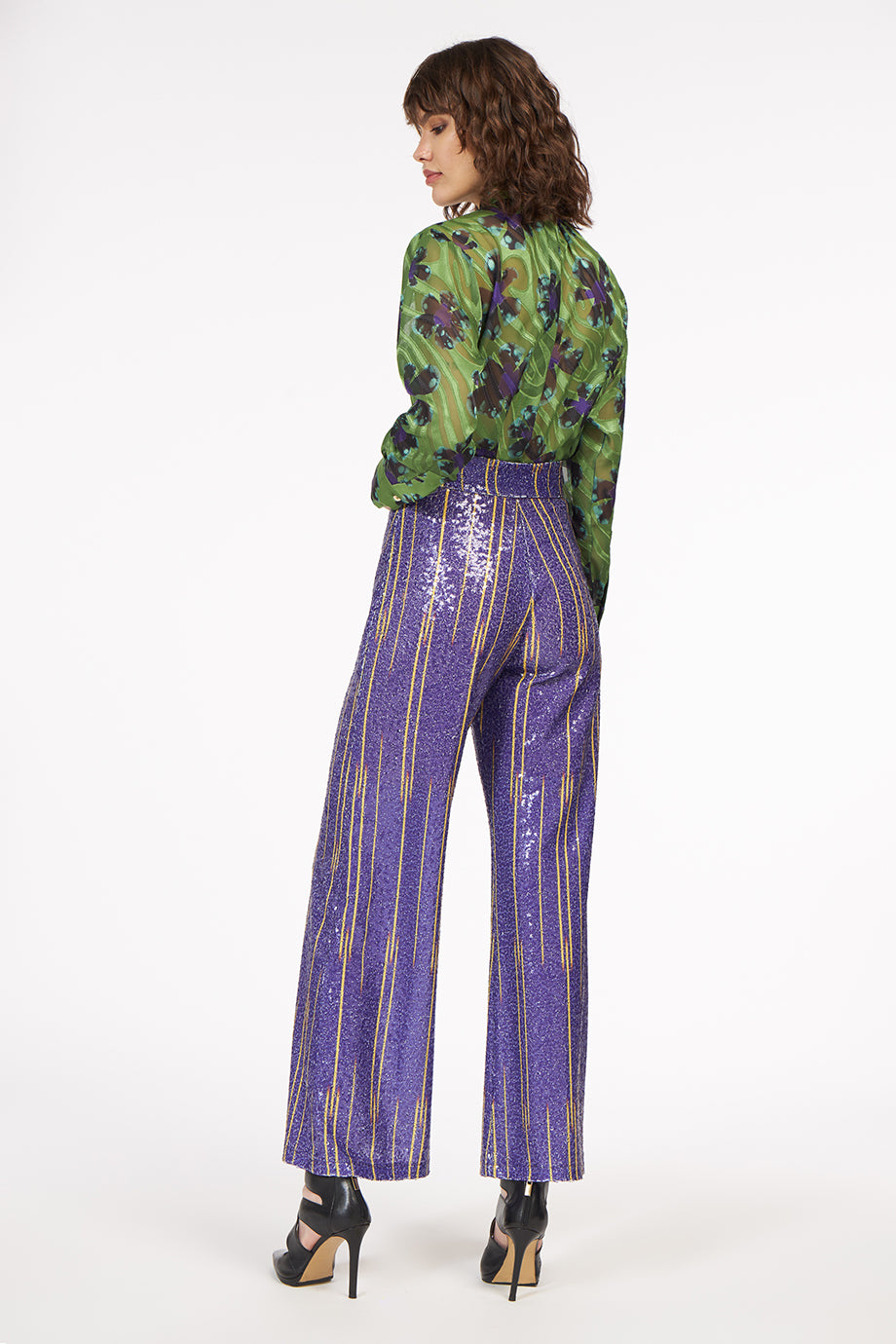 AnnieP Sequin Trousers Lines Purple