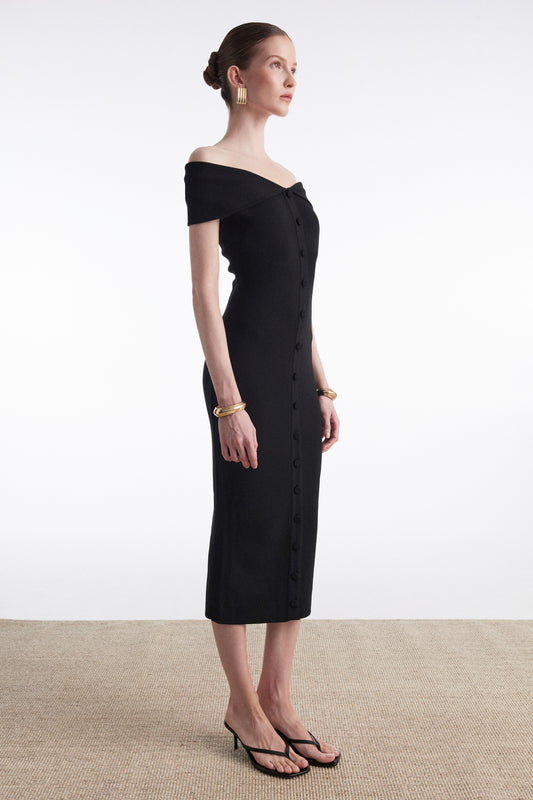 Nadia Rapti Fine Line Knitted Dress Midi Black