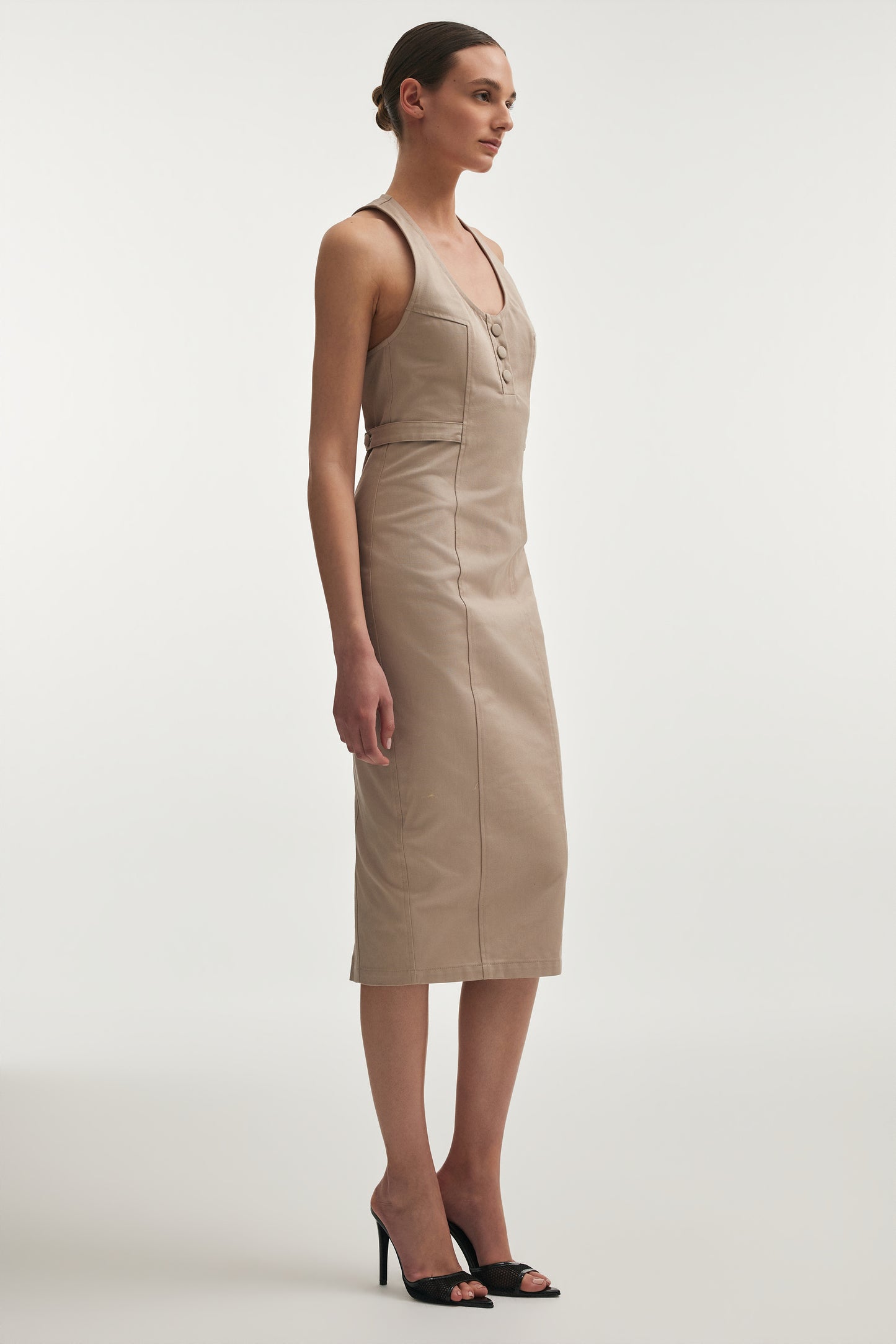Nadia Rapti Muse Midi Dress Greige