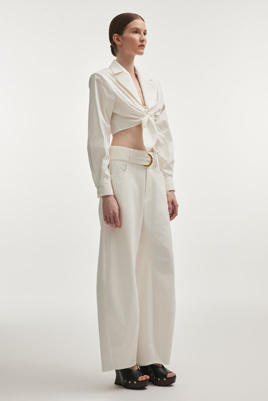 Nadia Rapti Pure Barrel Trousers White