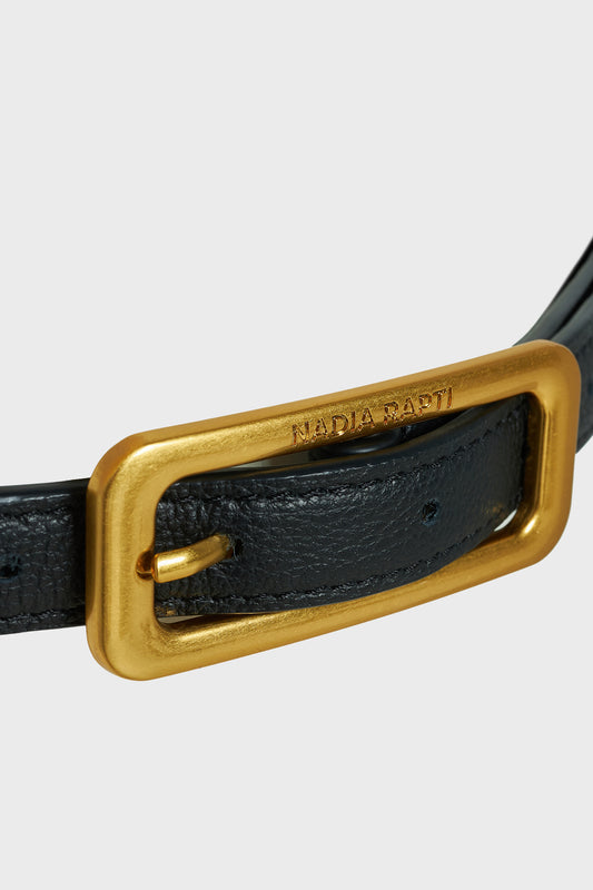 Nadia Rapti Slim Leather Belt Black