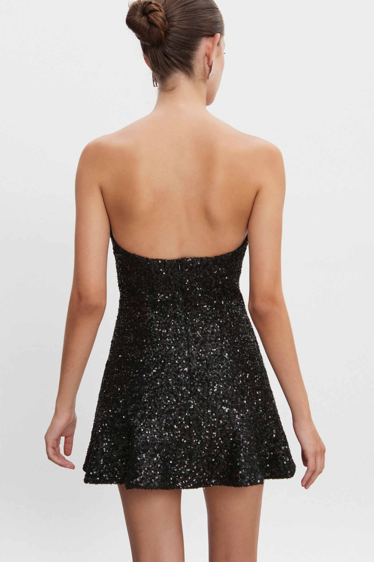 Nadia Rapti Arrow Strapless Mini Dress Black