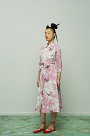 Laviate Pink Butterflies Shirt Dress