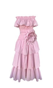 Laviate Pink Long Dress with Flower Belt