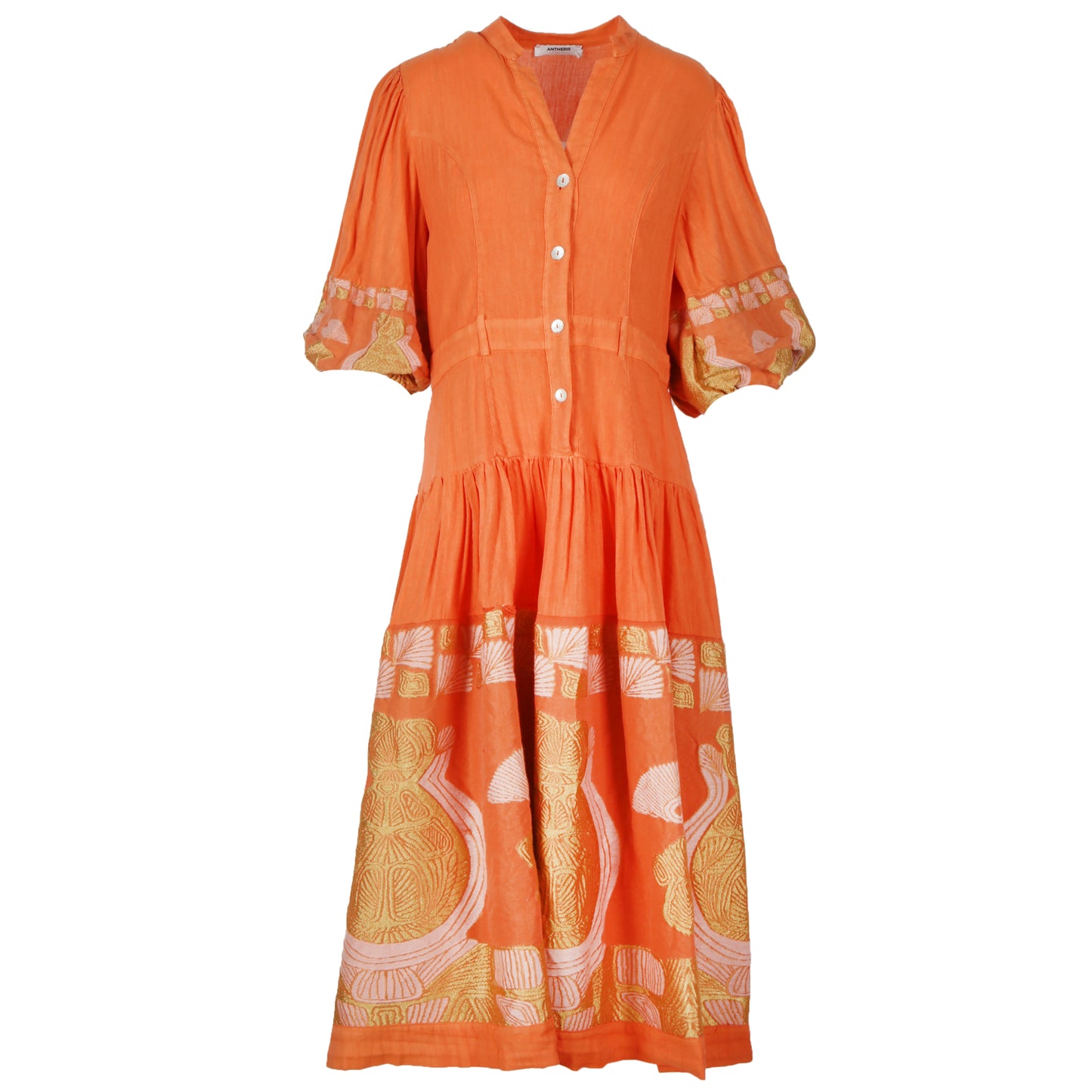 Antheris Loom Paneled Midi Dress (non returnable item)