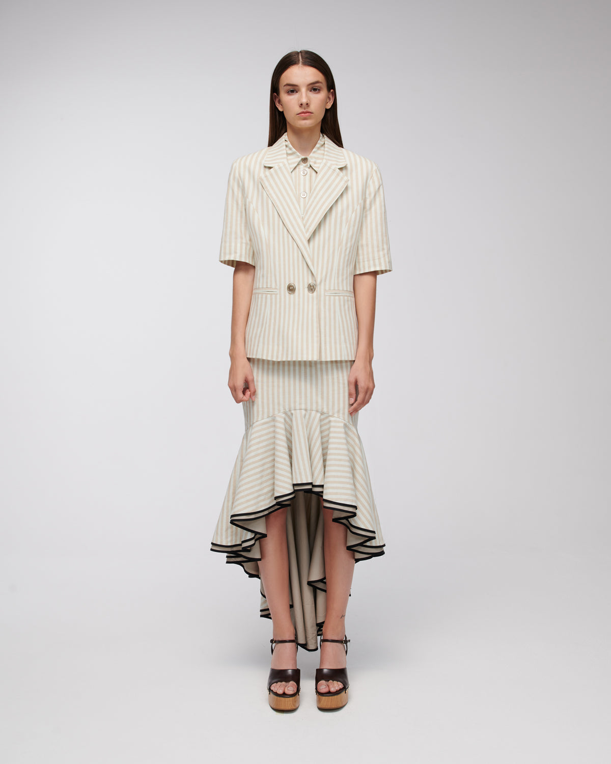 Stelios Koudounaris Stripy Short Sleeve Blazer