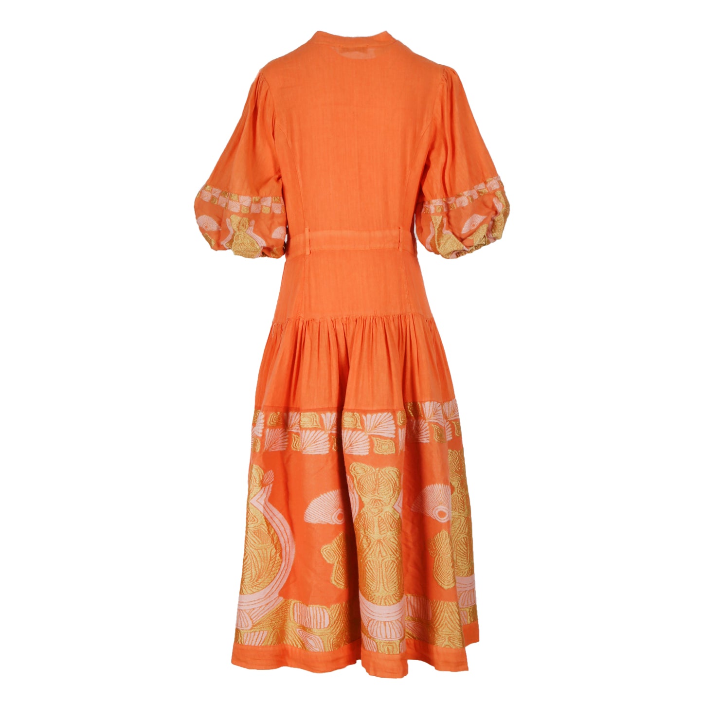 Antheris Loom Paneled Midi Dress (non returnable item)