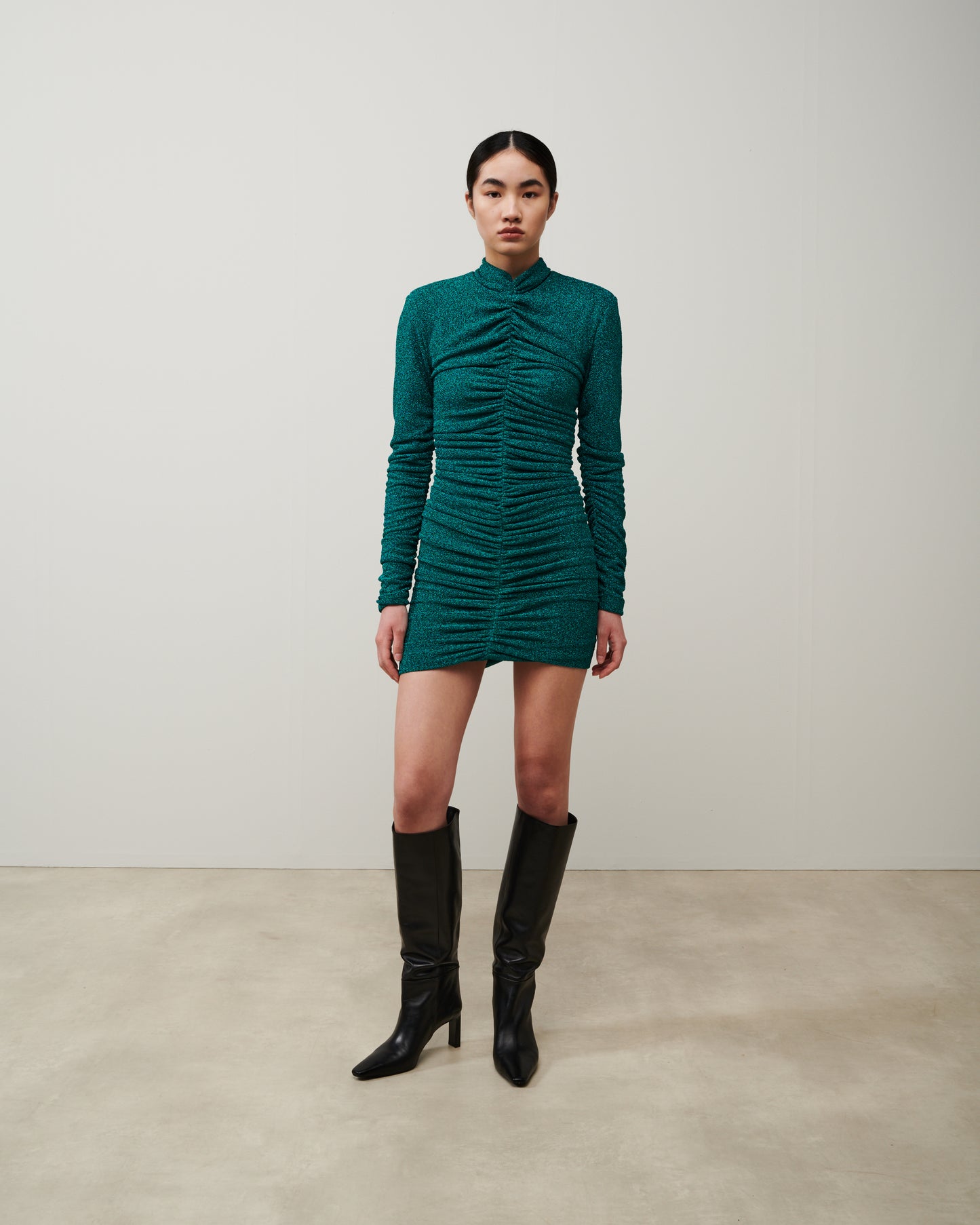 Stelios Koudounaris Ruched Stardust Short Dress