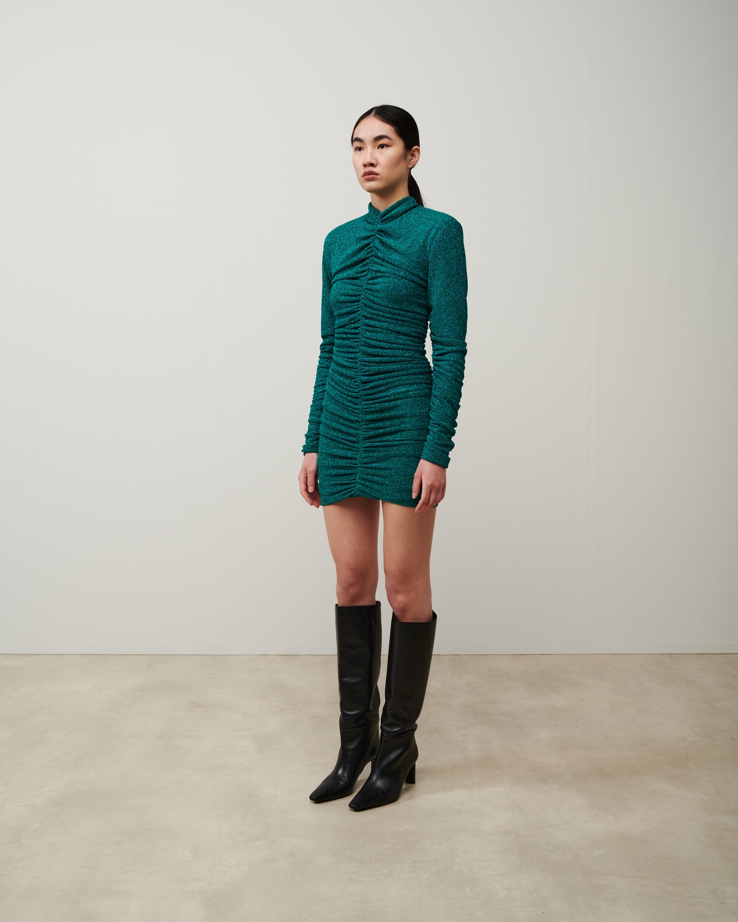 Stelios Koudounaris Ruched Stardust Short Dress