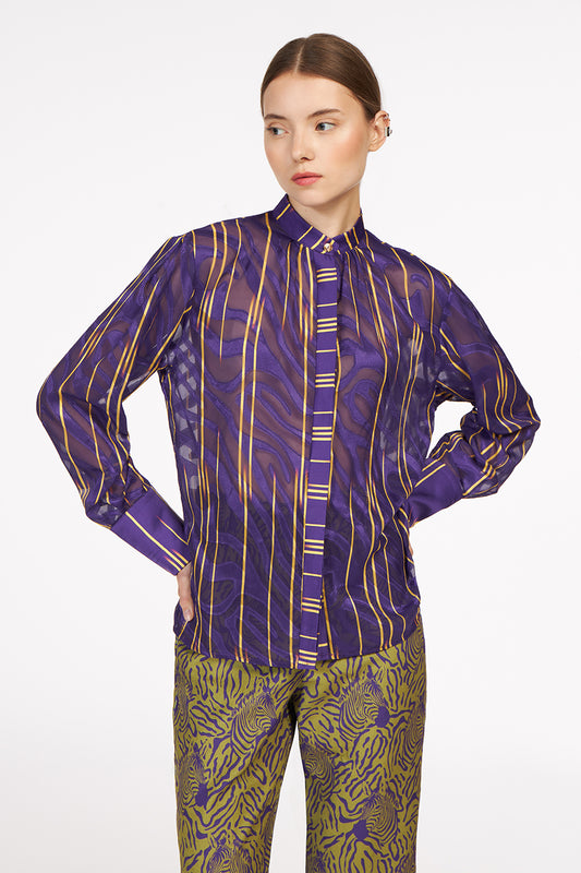 AnnieP Shimmering Shirt Lines Purple