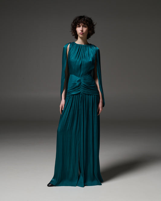 Stelios Koudounaris Draped Cape Long Dress