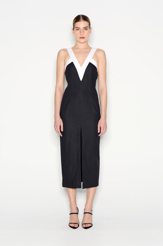 Nadia Rapti Vice Midi Dress Black & White