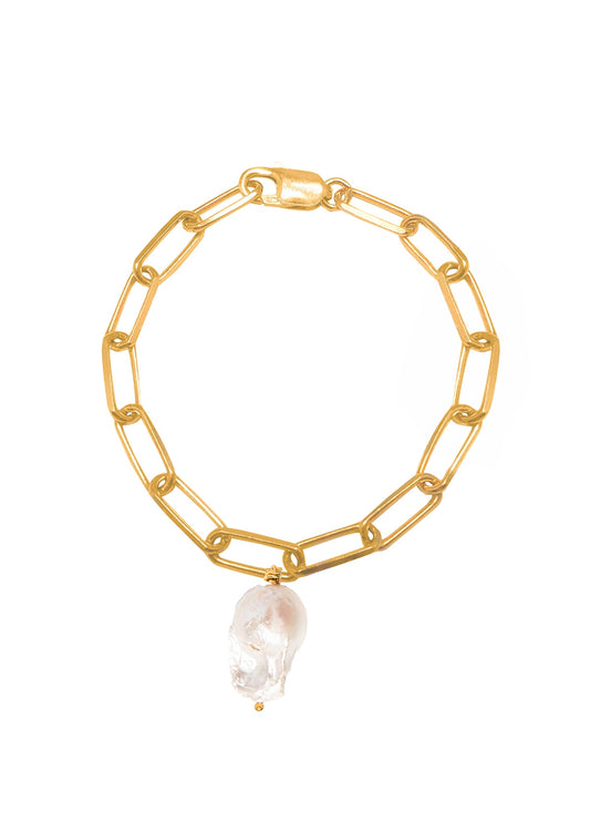 Hermina Yasemi  Baroque Pearl Bracelet Gold Plated