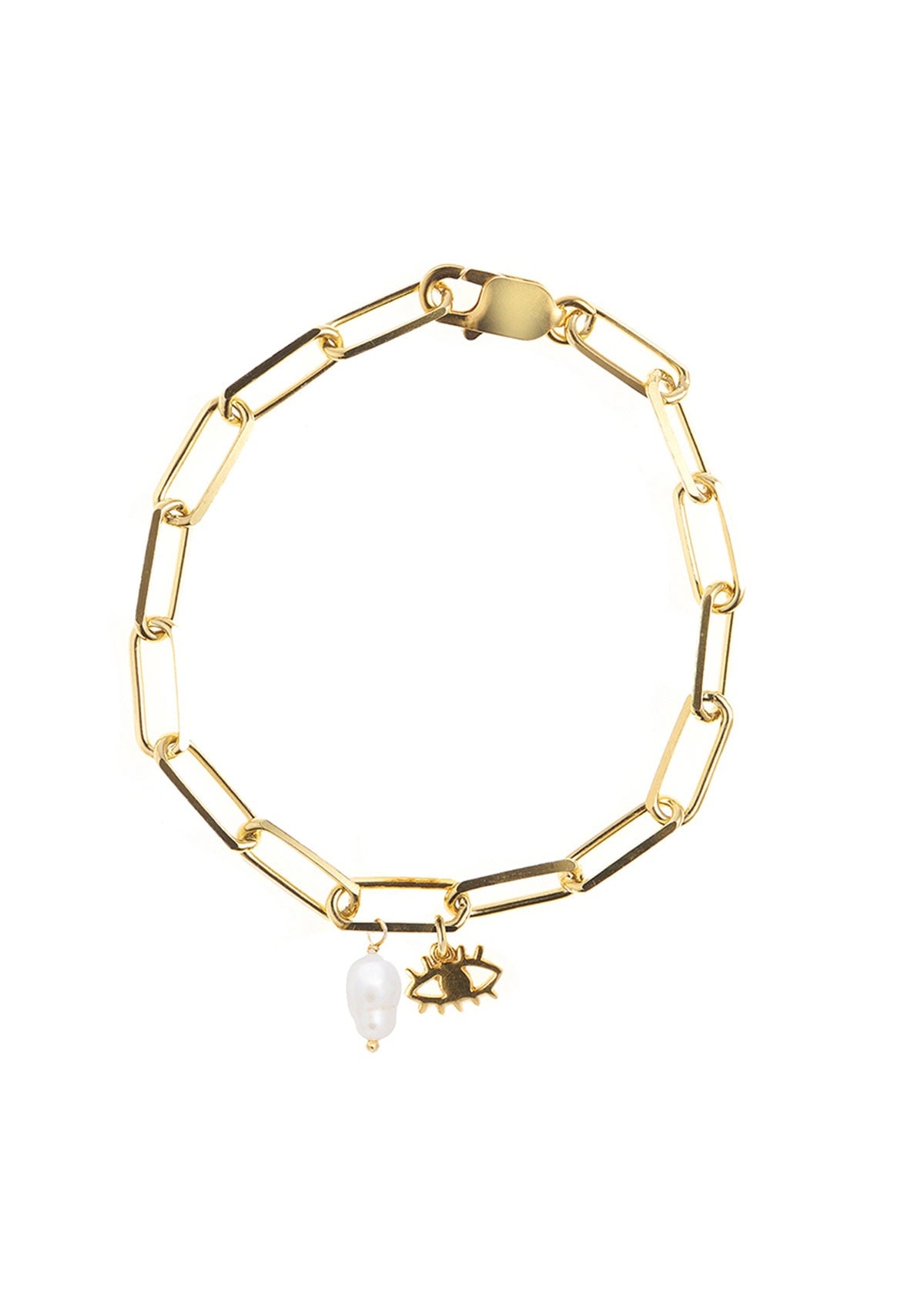 Hermina Tiny Eye Pearl Drop Yasemi Bracelet Gold Plated
