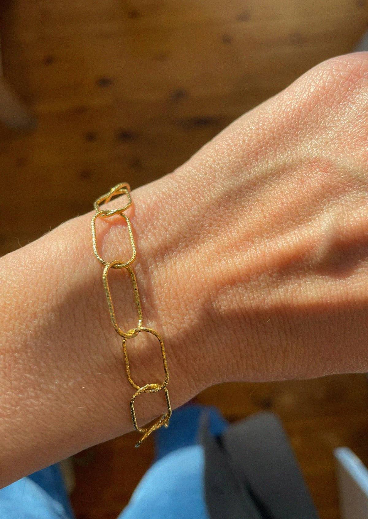Hermina Oval Statement Bracelet Silver Gold Plated