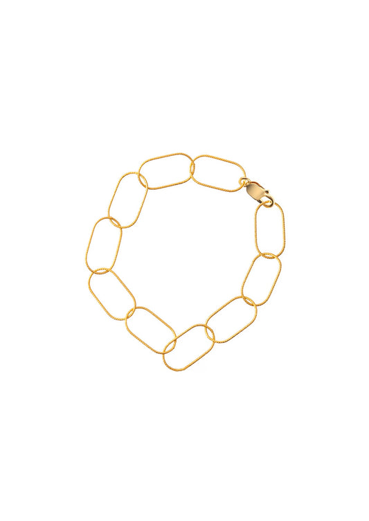Hermina Oval Statement Bracelet Silver Gold Plated