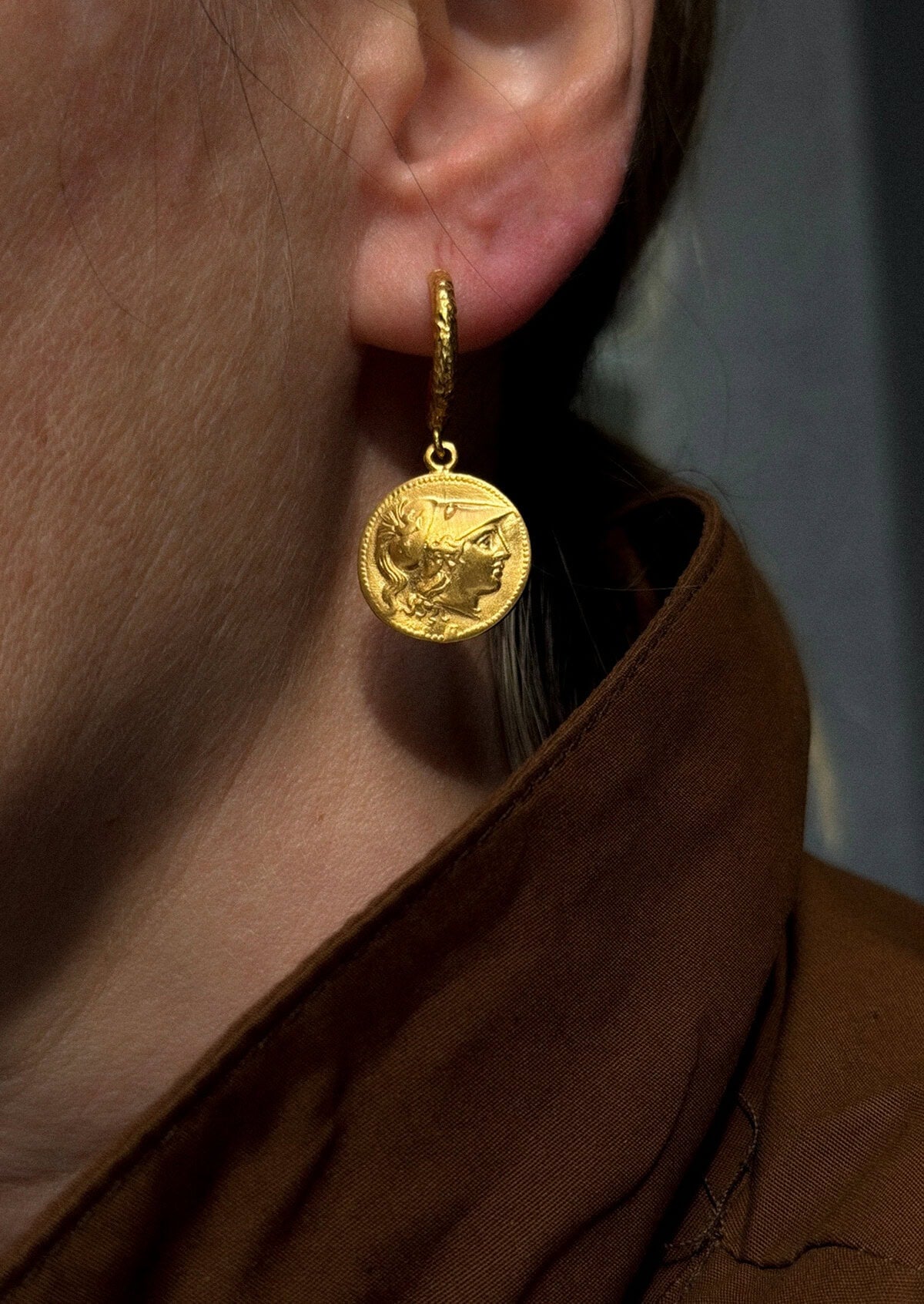 Hermina Athena Pyrrhus Hammered Hoops Gold Plated