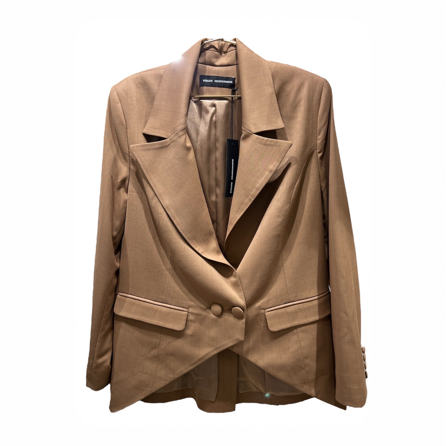 Stelios Koudounaris Pinstripe Blazer Brown