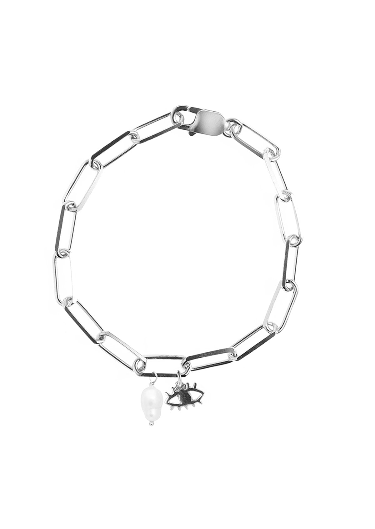 Hermina Tiny Eye Pearl Drop Yasemi Bracelet Sterling Silver
