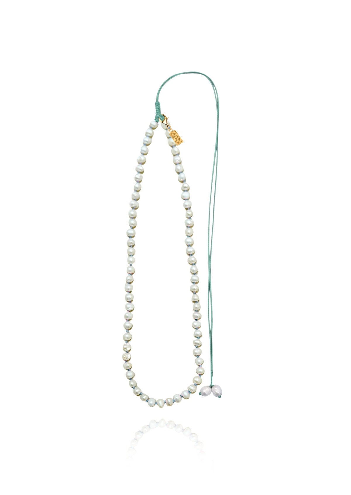 Hermina Xeni Pearl Aqua Rosario Necklace