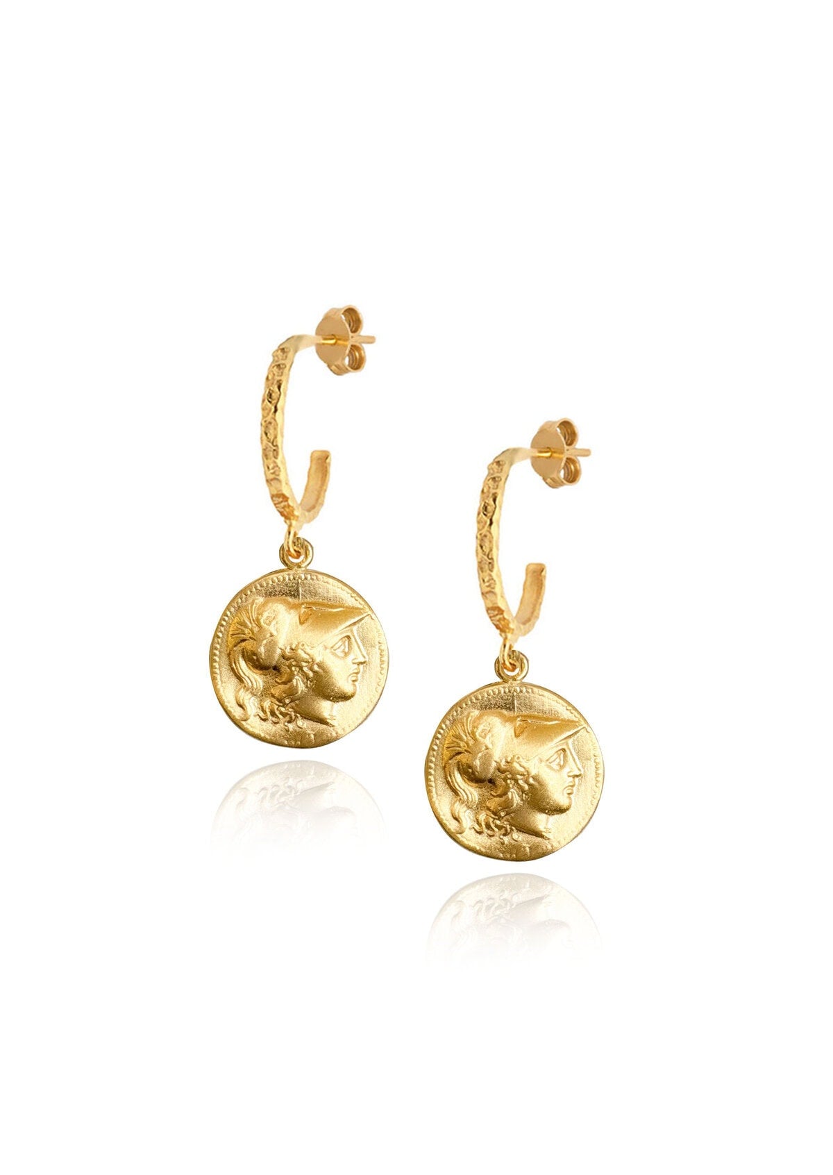 Hermina Athena Pyrrhus Hammered Hoops Gold Plated