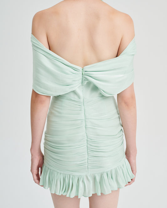 Stelios Koudounaris Short Draped Dress Mint