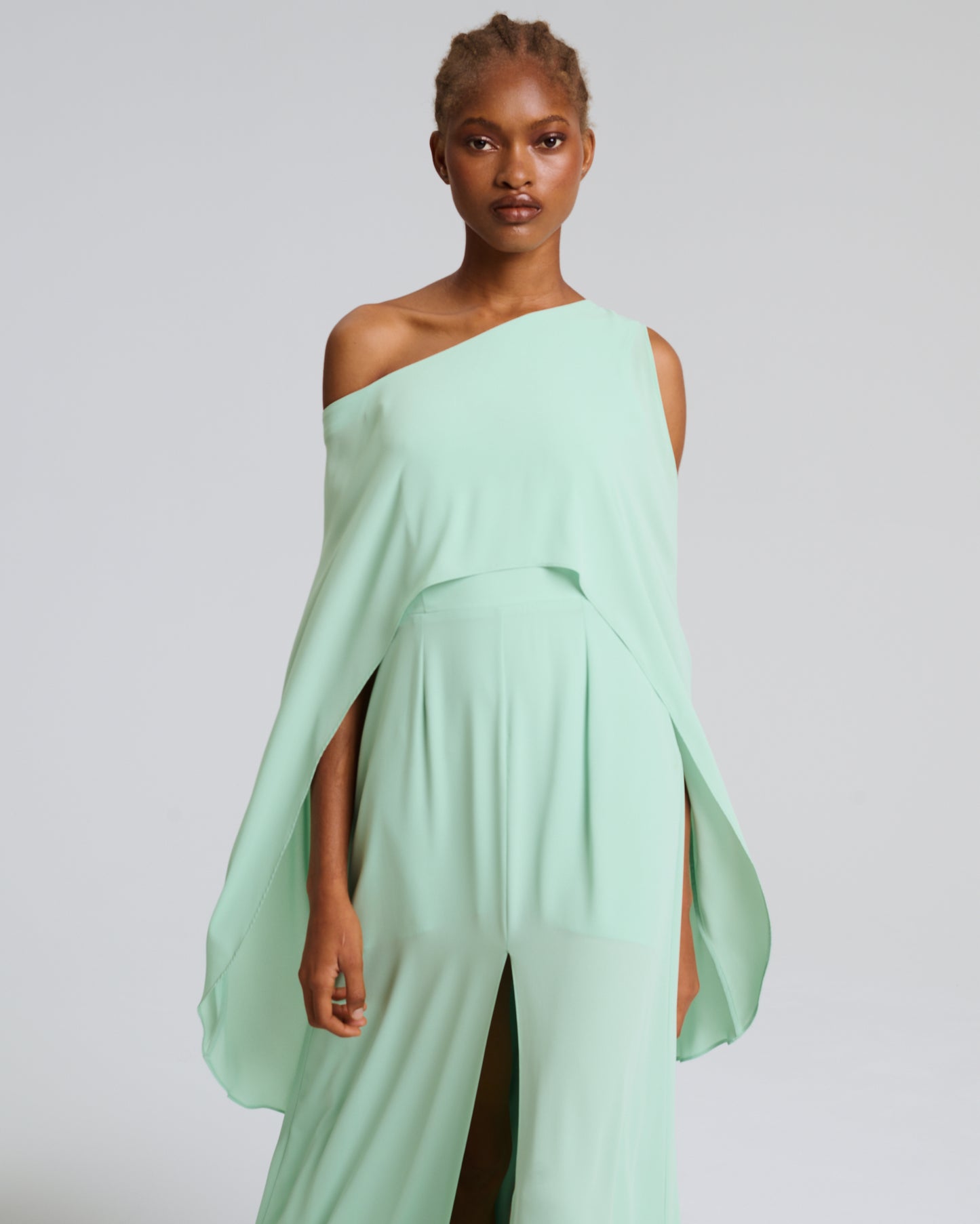 Stelios Koudounaris Off Shoulders Cape Dress