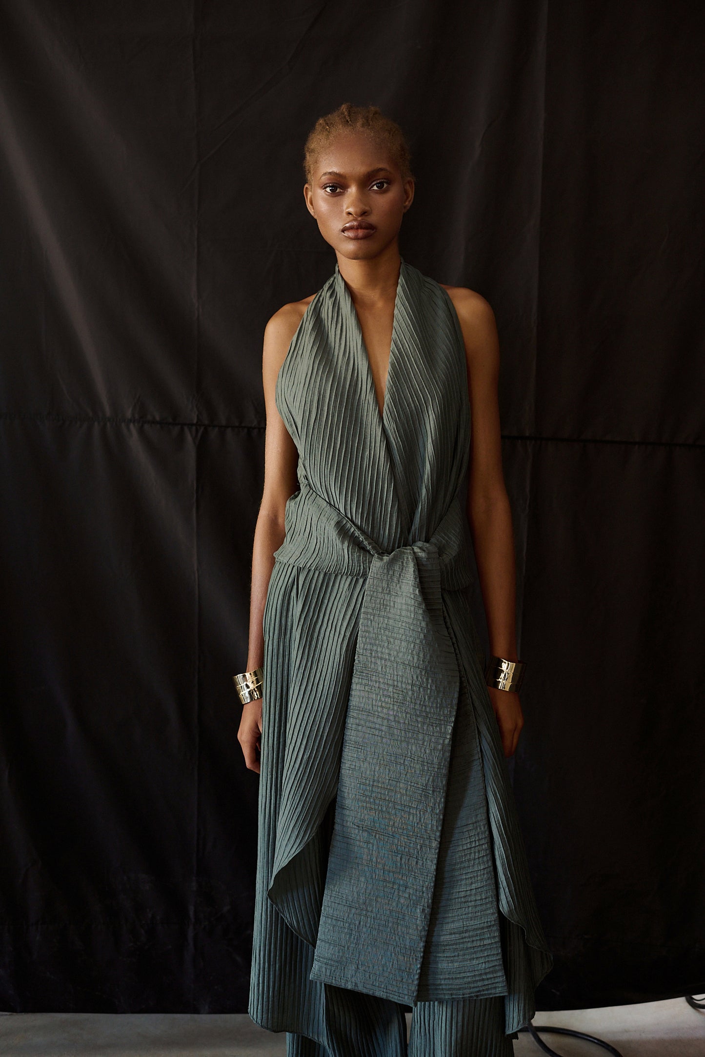 Stelios Koudounaris Assymetric Wrapover Plissee Tunic