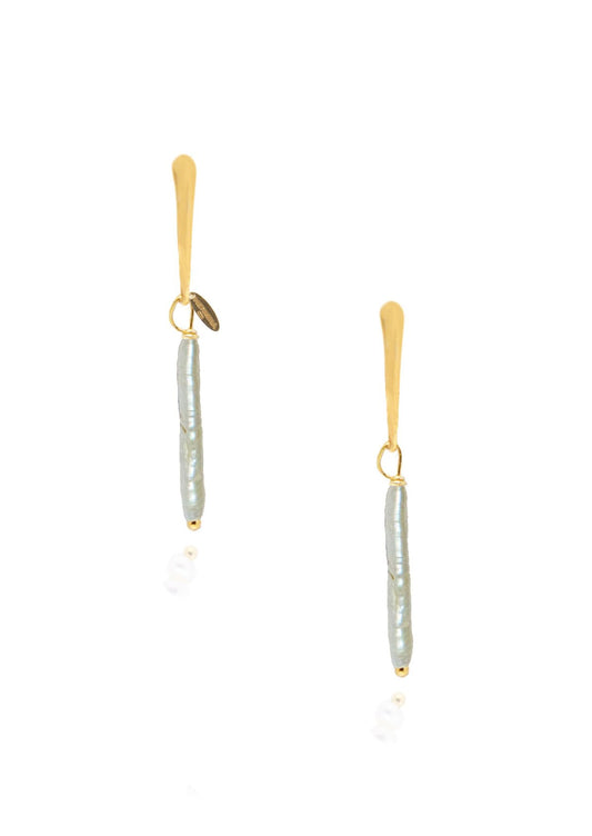 Hermina Neria  Pearl Earrings Gold Vermeil