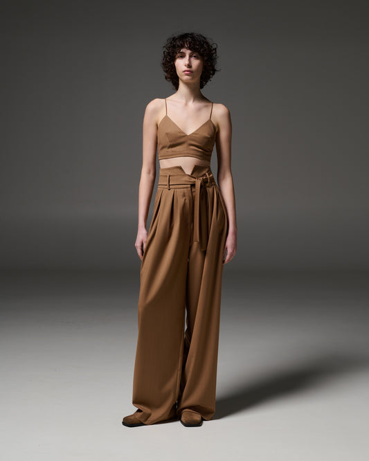 Stelios Koudounaris Pinstripe Trousers in Pleats