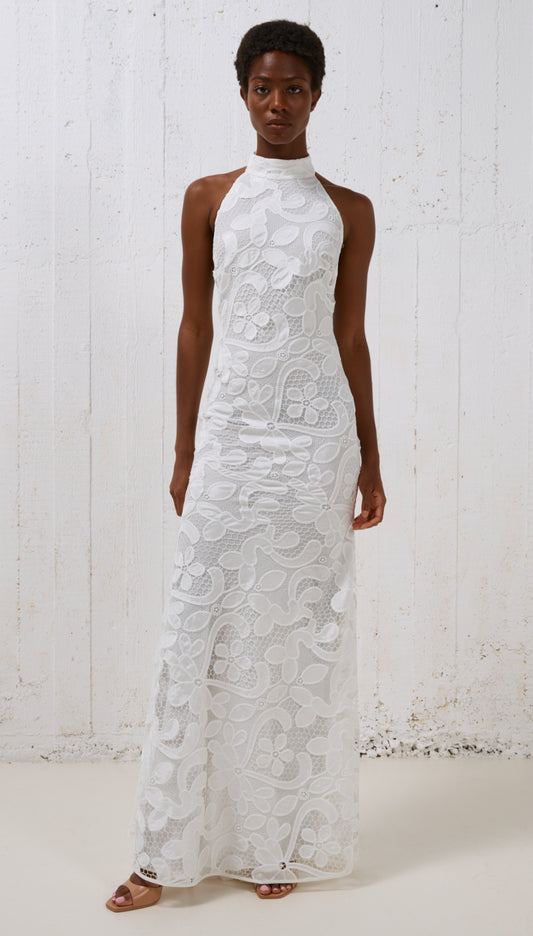 Stelios Koudounaris Halterneck Lace Dress