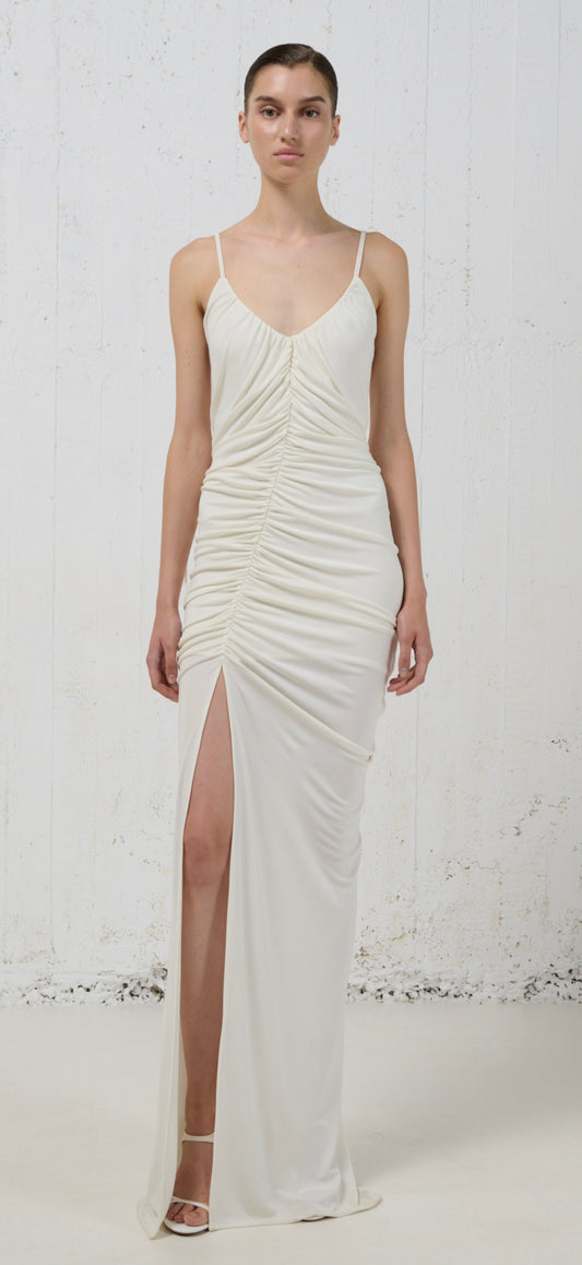 Stelios Koudounaris Long Ruched Jersey Dress