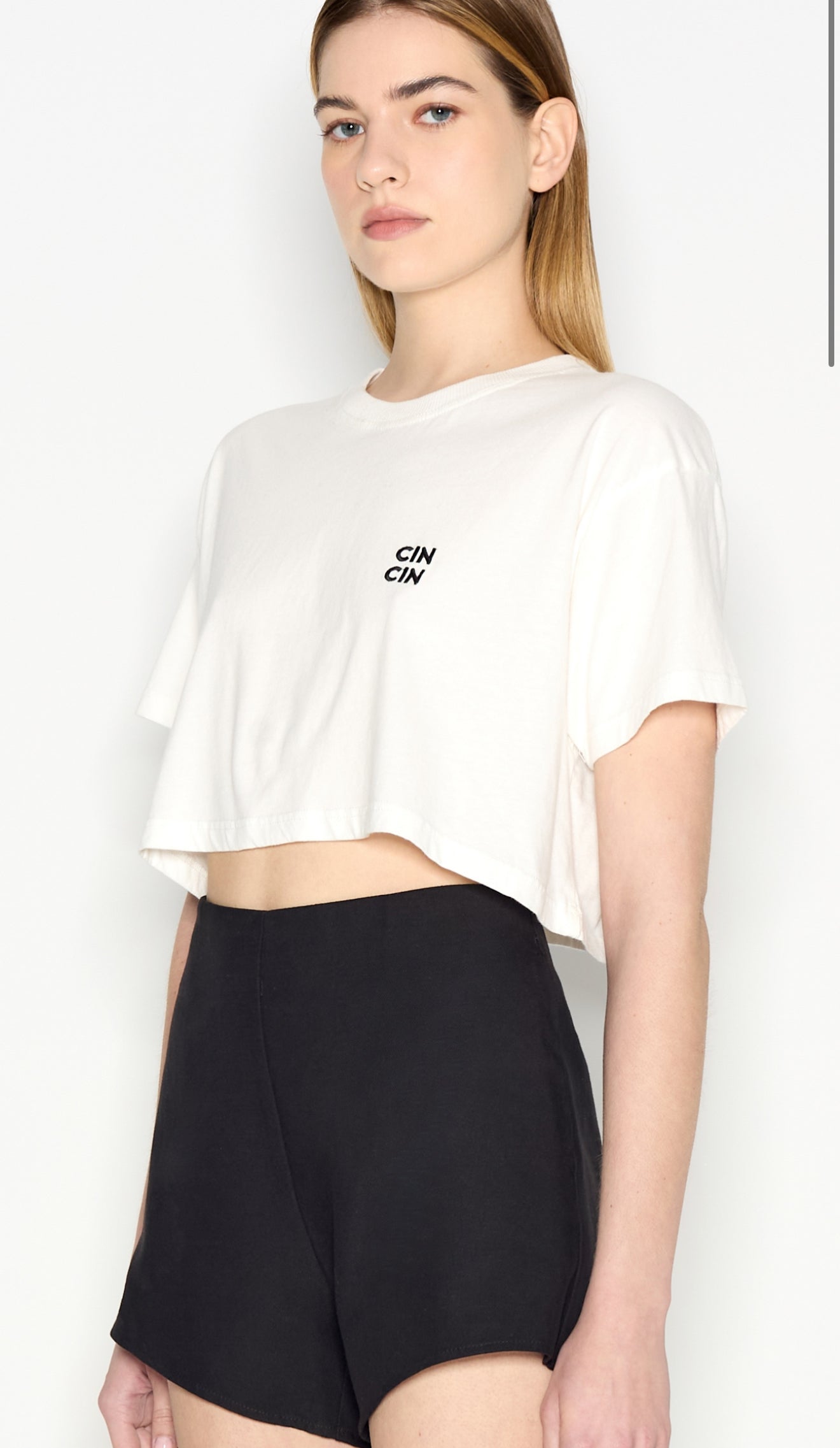 Nadia Rapti Cin Cin Crop T-shirt Ecru