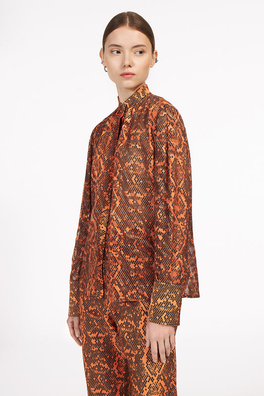AnnieP Shimmering Shirt Snake Orange