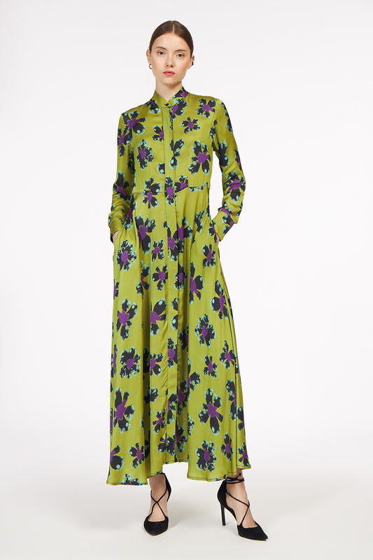 AnnieP Lara Dress Flowers Olive