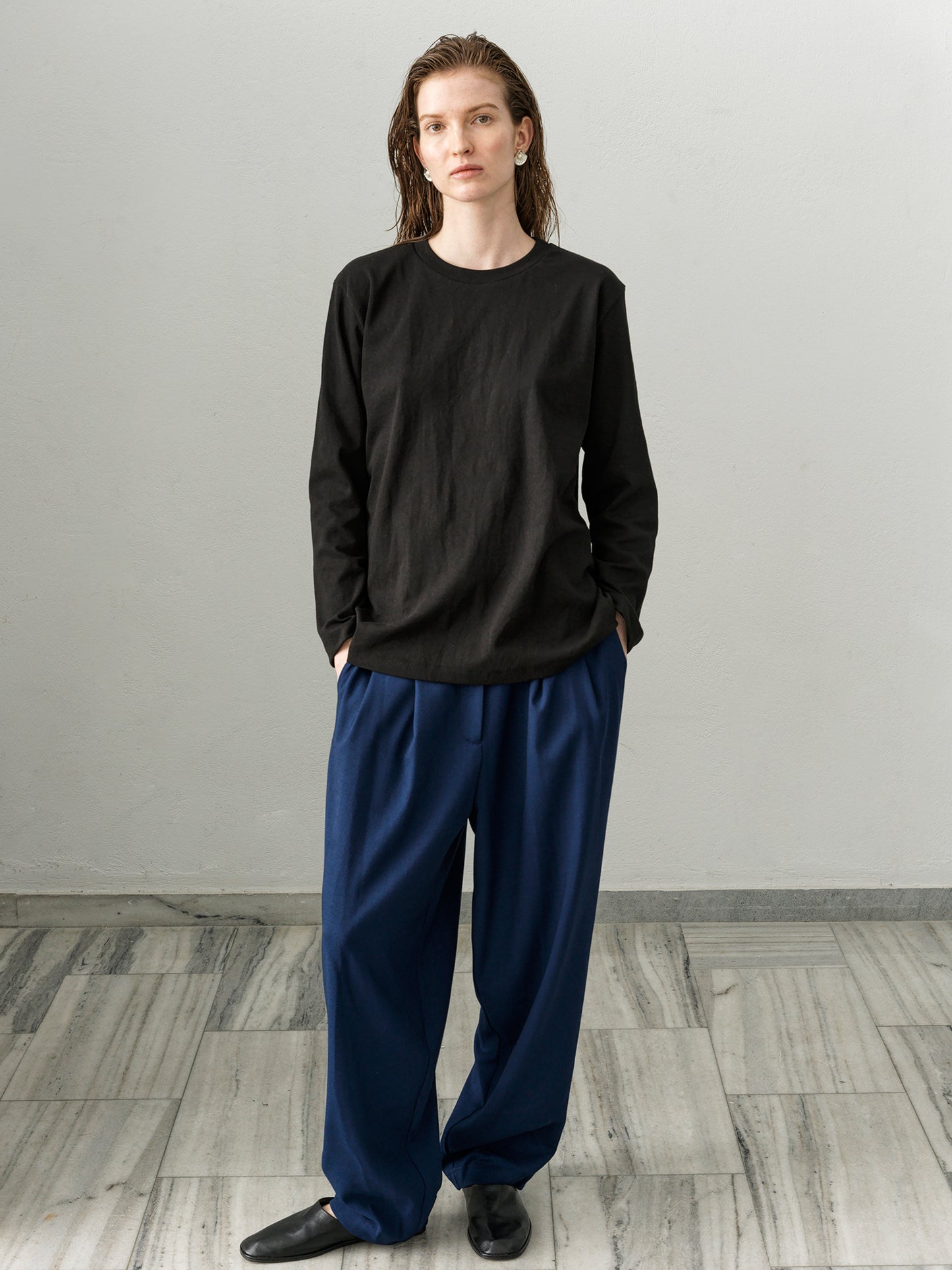 Key Rib Long Sleeve Blouse