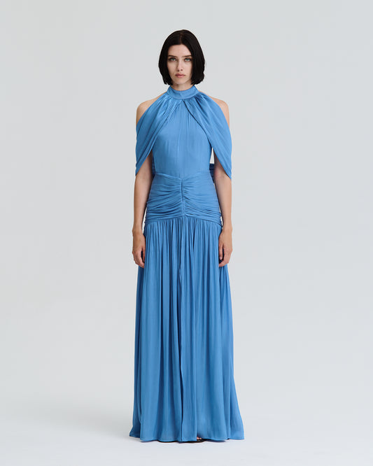 Stelios Koudounaris Long Fulard Draped Dress