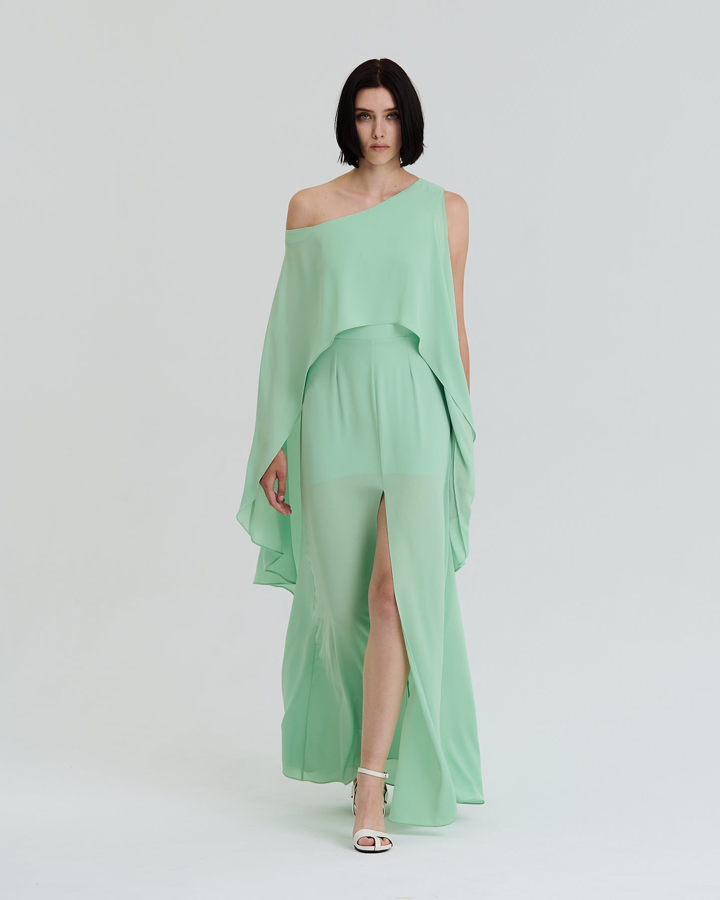 Stelios Koudounaris Off Shoulders Cape Dress