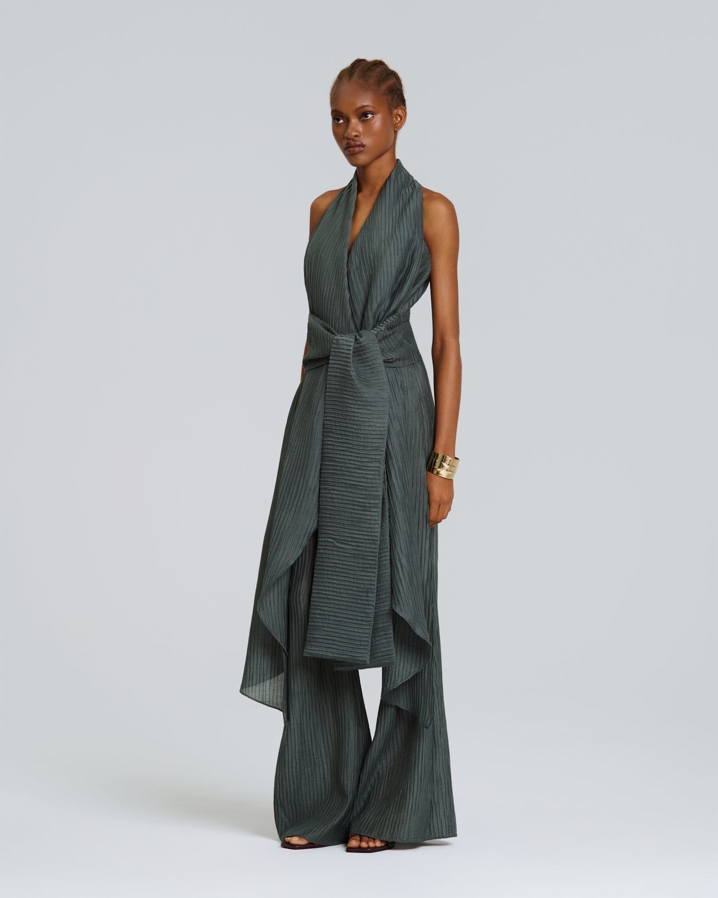 Stelios Koudounaris Assymetric Wrapover Plissee Tunic